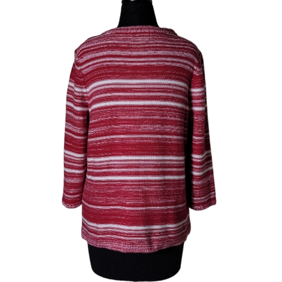 Christopher & Banks button closure scoop neck red white cardigan size large - Picture 2 of 7